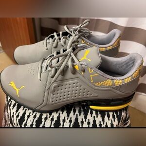 Puma Men's Athletic Shoes in Gray and Yellow
